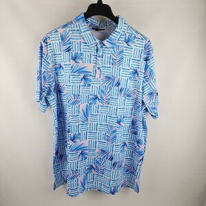 Greenside Shirt Mens 2XL Blue Multi Geometric S/S Performance Golf Polo